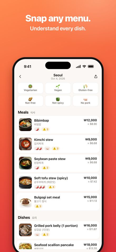 Every dish of a Korean menu explained, with prices in your currency